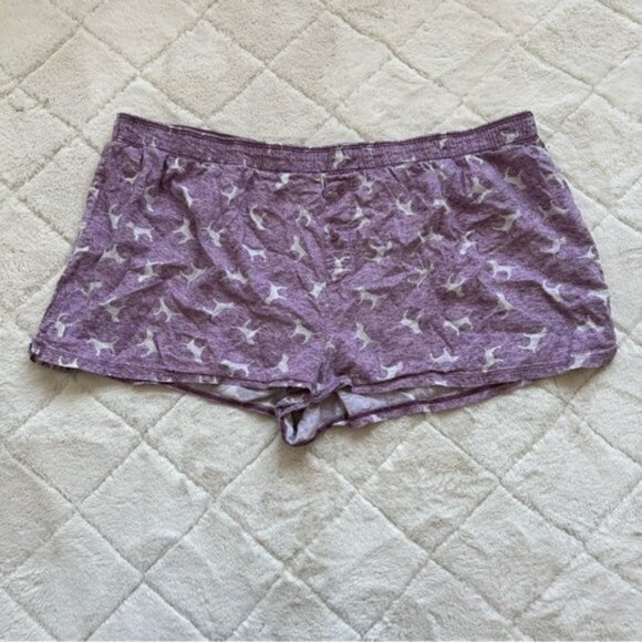 Victoria's Secret Pink | Purple Flannel Sleep Boxy Short Shortie Dogs | Size XXL - Picture 4 of 14